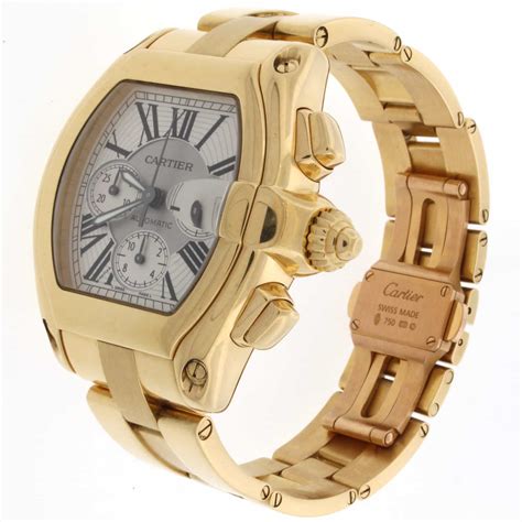 gold cartier watch mens|cartier 18k gold watch men.